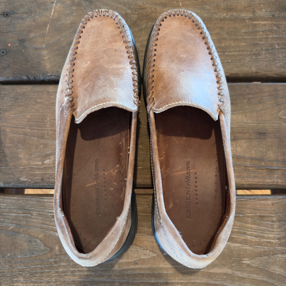 Johnston & Murphy Mens Brown Leather Moccasin Loafers Slip On Dress Shoes 10.5M - Picture 3 of 8